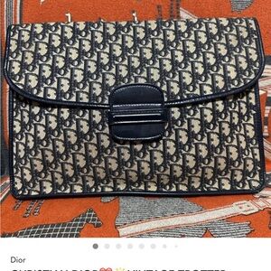 Dior Blue and Beige Monogram Envelope Bag
